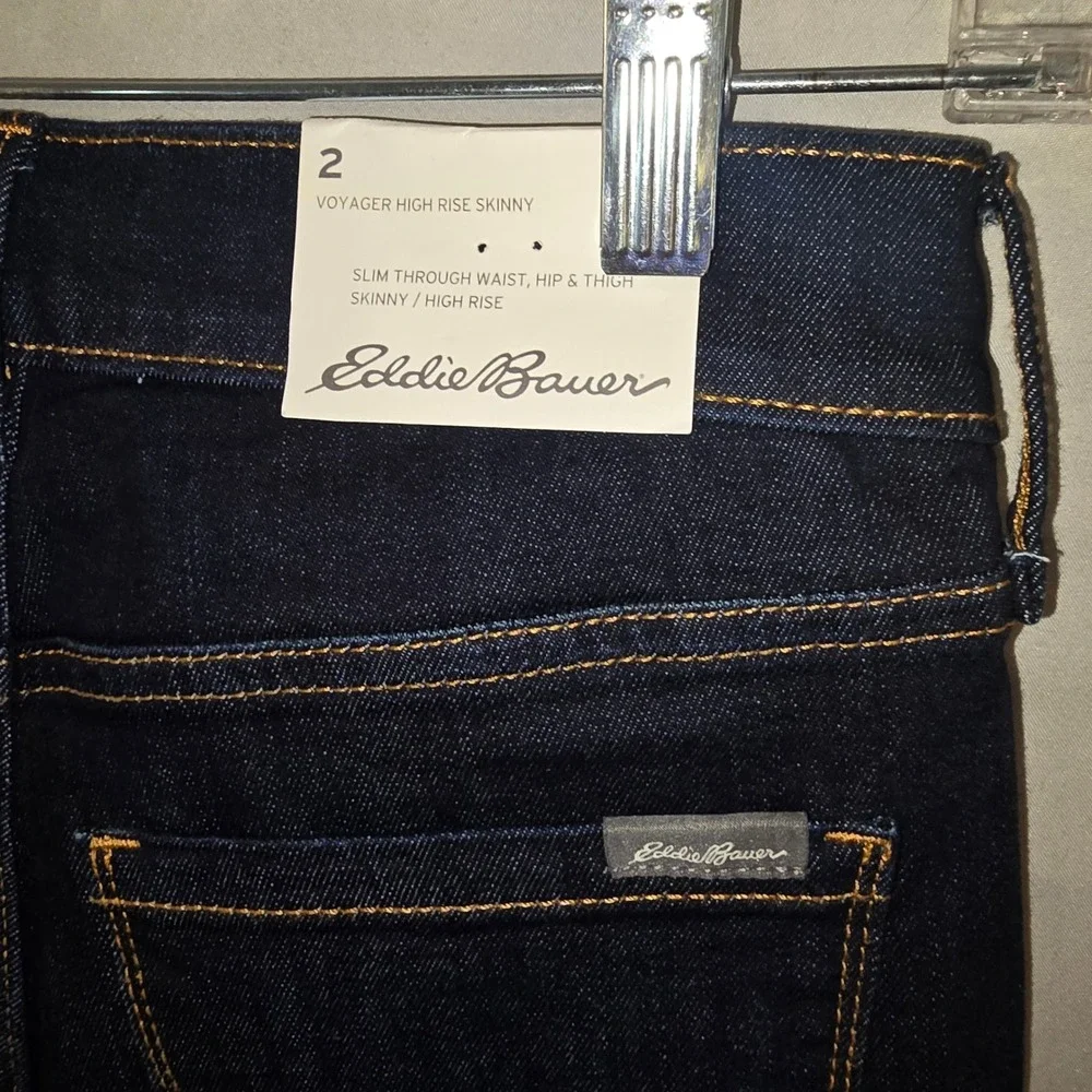 Eddie Bauer Voyager Jeans 2 Women Dark Wash High Rise Skinny Sorbtek Stretch
